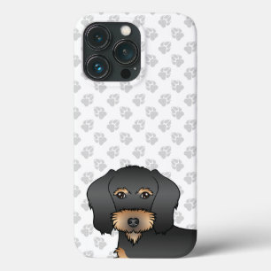 Case-Mate iPhone Case Tête et pattes de Dachshund à poil dur noir et feu