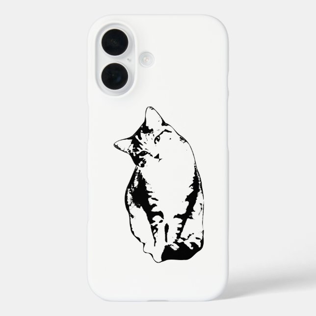Coques Case-Mate iPhone Tête Tilt Tabby Chat Téléphone monochrome (Verso)