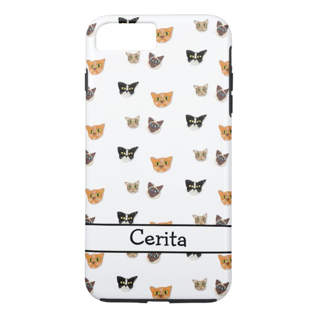 Coques Case-Mate iPhone Têtes heureuses de chat - motif (Dos)