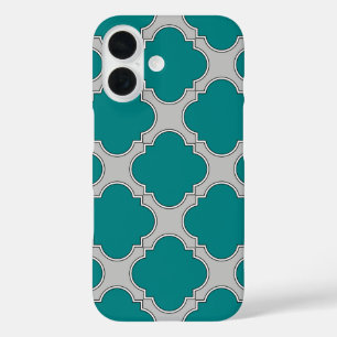 Coque Pour iPhone 16 Tétrafolie sarcelle et gris