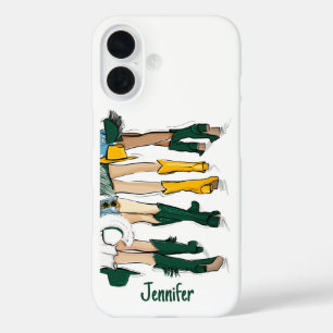 Coque Pour iPhone 16 Texas Ladies Fashion Cowboy Boot Gold Green