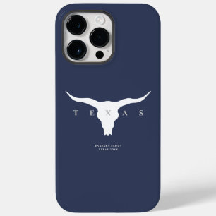 Coque Case-Mate iPhone Texas moderne Longhorn été Nom personnalisé bleu