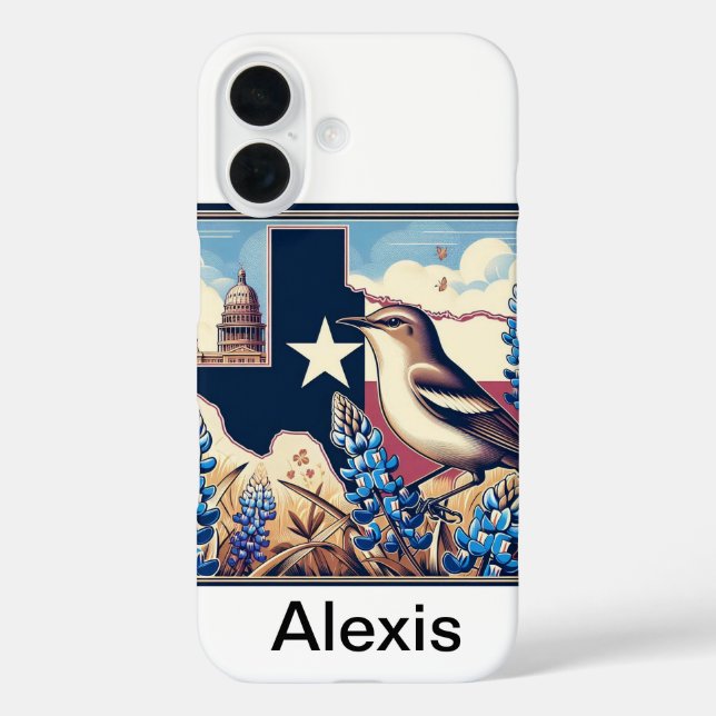 Coques Case-Mate iPhone Texas Northern Mockingbird et Bluebonnet Flower (Verso)