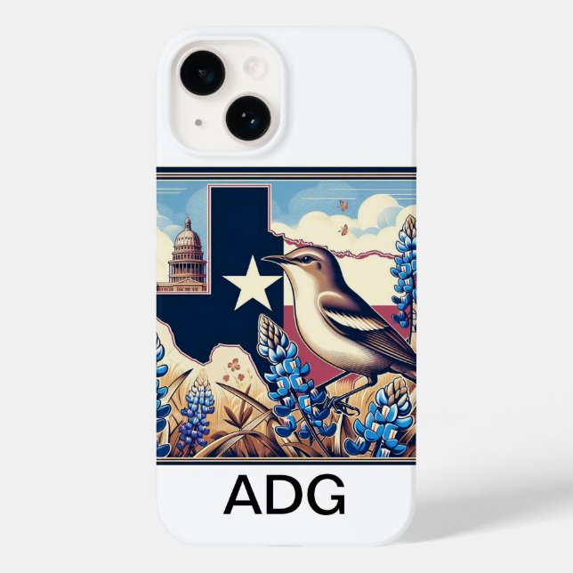 Coques Case-Mate iPhone Texas Northern Mockingbird et Bluebonnet Flower (Verso)