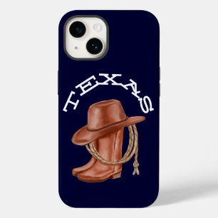 Coque Case-Mate iPhone Texas Watercolor Cowboy Cowgirl Brown et bleu
