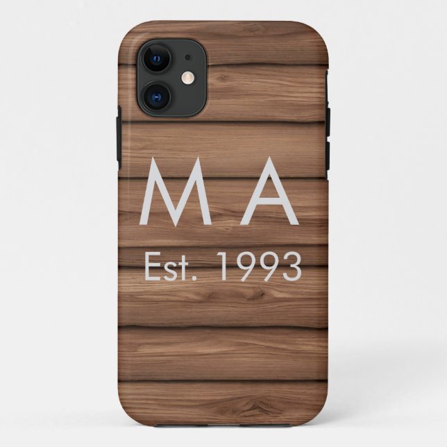 Coques Case-Mate iPhone Texte de lettre de nom année date bohème rustique  (Dos)