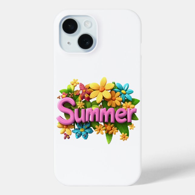 Coques Case-Mate iPhone Texte d'été avec fleurs (Verso)