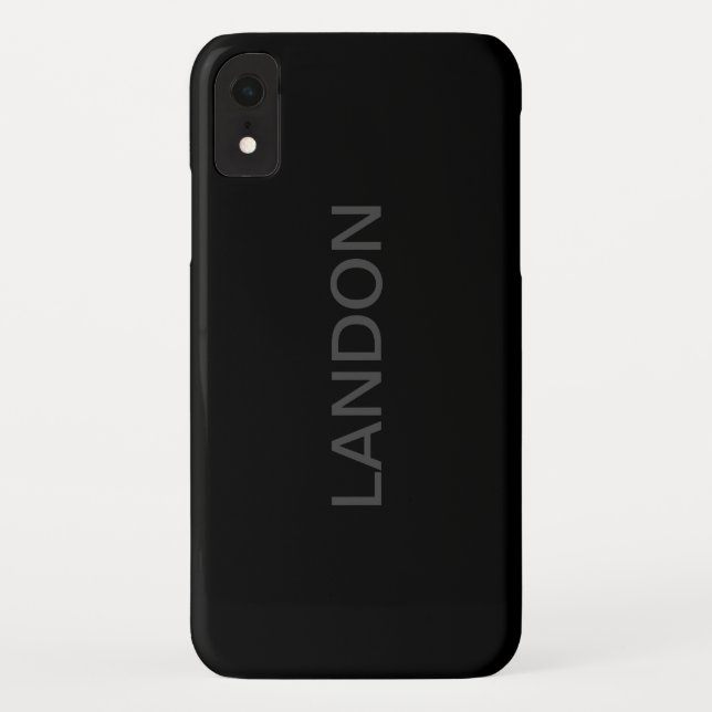 Coques Case-Mate iPhone Texte éditable moderne | Gris foncé et noir (Dos)