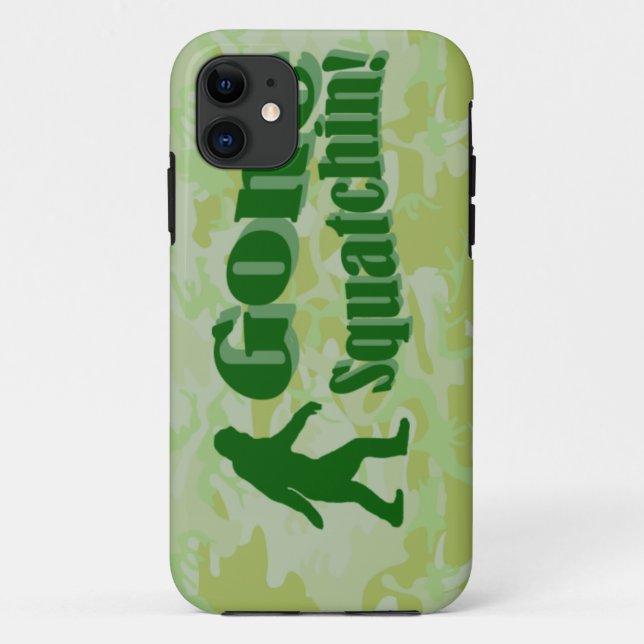 Coques Case-Mate iPhone Texte Gone Squatchin sur camouflage vert (Dos)
