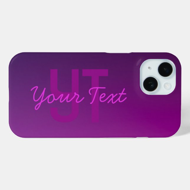 Coques Case-Mate iPhone Texte Monogrammé Moderne Éditable & Ombre Violet  (Verso (horizontal))