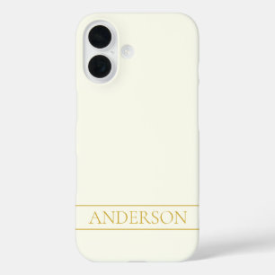 Coque Pour iPhone 16 Texte personnalisable élégant simple Or blanc ca
