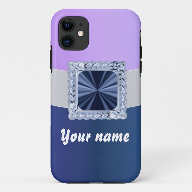 Coques Case-Mate iPhone Texte personnalisable Mauve & bleu (Dos)