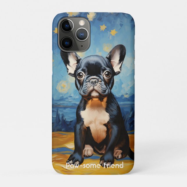 Coques Case-Mate iPhone 🐕 texte personnalisé, chiot Frenchie (Dos)