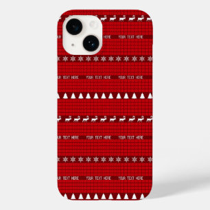 Coque Case-Mate iPhone Texte personnalisé de Noël Rouge Blanc Manipulé
