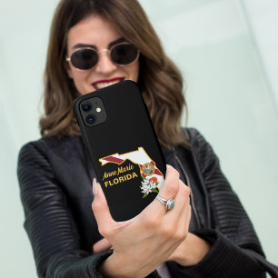 Case-Mate iPhone Case Texte personnalisé Floride Drapeau & Fleur Orange