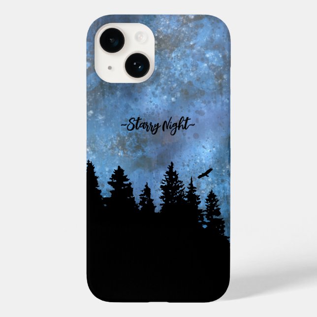 Coques Case-Mate iPhone Texte personnalisé Forêt de pins Nuit (Verso)