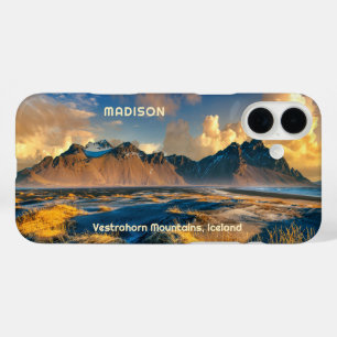 Coque Pour iPhone 16 Plus Texte personnalisé Montagnes Vestrahorn, Islande
