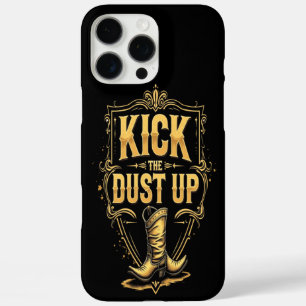 Coque iPhone 16 Pro Max Texte Western Or : Botter la Poussière