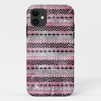 Coque iPhone 11 Texture 311 aztèque noire grise rose
