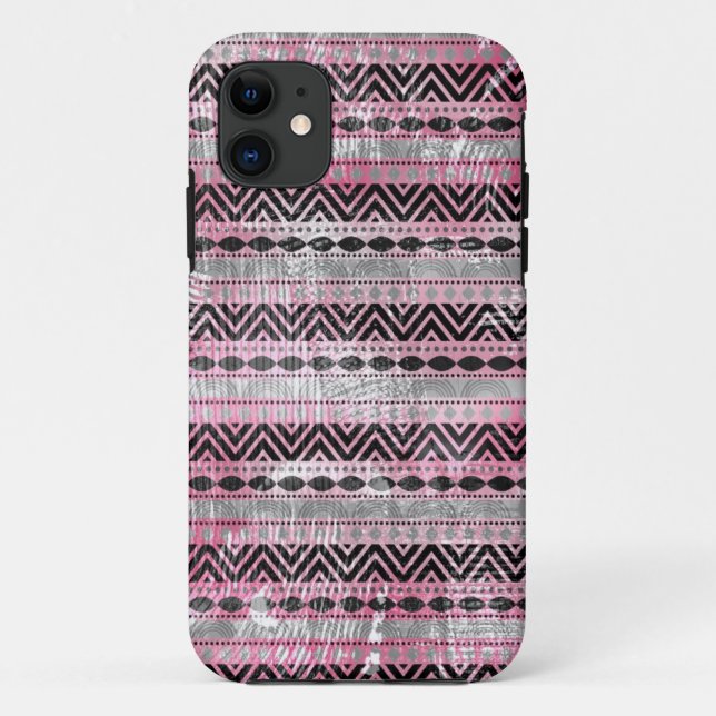 Coques Case-Mate iPhone Texture 311 aztèque noire grise rose (Dos)