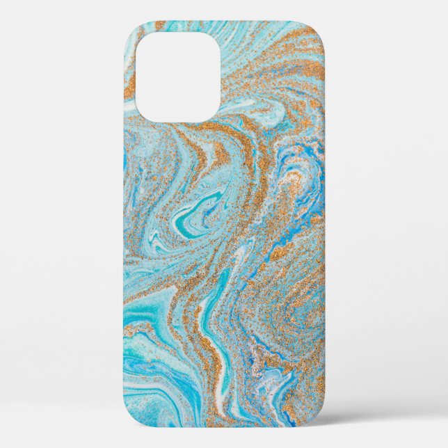Coques Case-Mate iPhone texture Abstraite en marbre bleu (Verso)