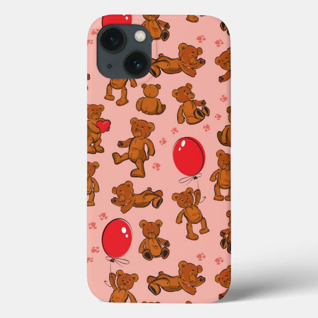 Coques Case-Mate iPhone Texture Avec Nounours, Coeurs (Verso)