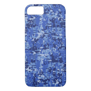 Coque Case-Mate iPhone Texture bleue de décor de camouflage de pixels de
