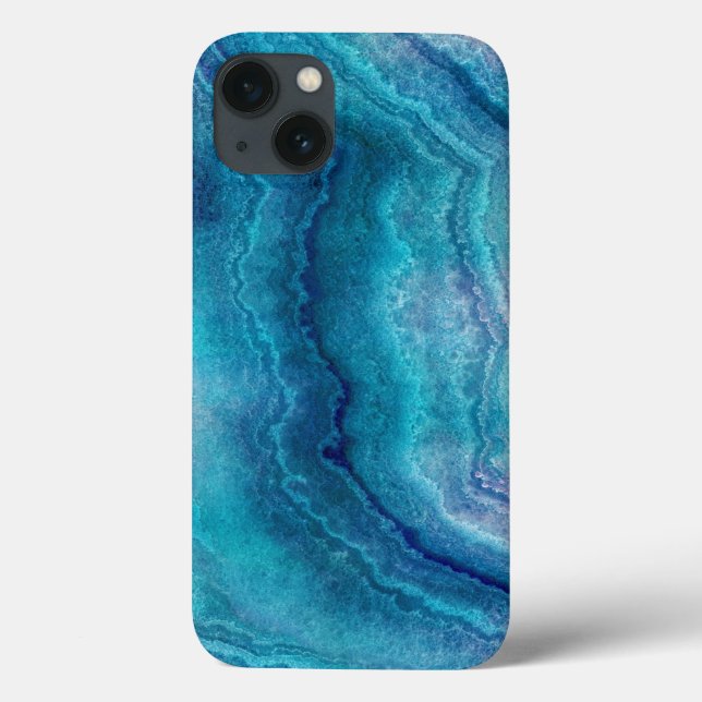 Coques Case-Mate iPhone Texture d'Agate Turquoise Bleu (Verso)