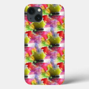 Coques Pour iPhone Texture de conception rouge, aquarelle jaune
