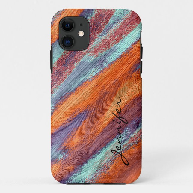 Coques Case-Mate iPhone Texture de grain de bois couleur rétro #2 (Dos)