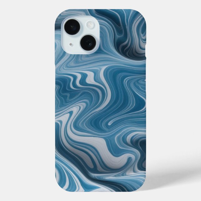 Coques Case-Mate iPhone Texture de Marbre blanc bleu Abstrait 3D (Verso)