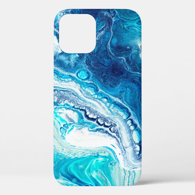 Coques Case-Mate iPhone Texture de marbre liquide bleu (Verso)