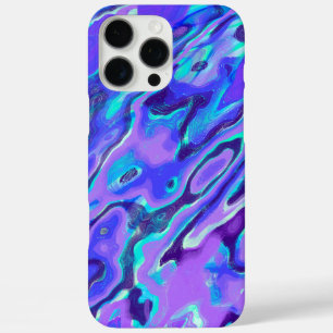 Coque iPhone 16 Pro Max Texture de marbre néon violet peinture liquide abs