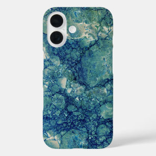 Coque Pour iPhone 16 Texture de marbre vert Turquoise bleu