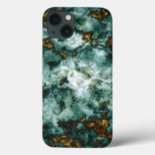 Etui iPhone 13 Texture de marbre verte avec des veines