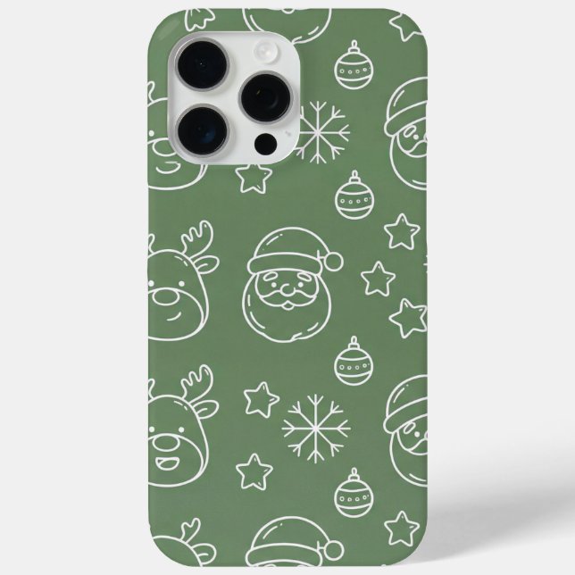 Coques Case-Mate iPhone Texture de Noël vert avec des éléments festifs (Verso)
