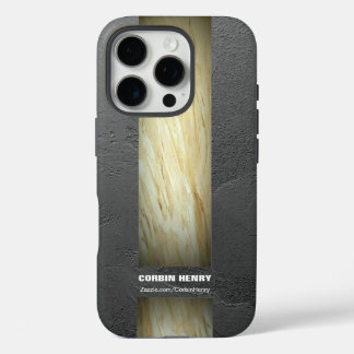 Coque iPhone 16 Pro Texture de nom en marbre ton terre