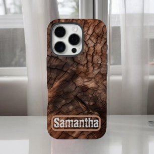 Coque iPhone 16 Pro Texture d'écorce d'arbre rustique personnalisée
