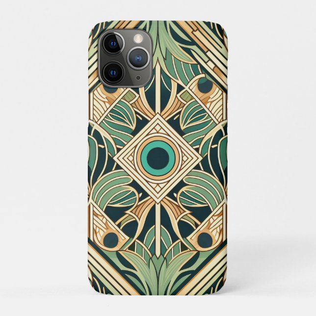 Coques Case-Mate iPhone Texture des plumes abstraites or et vert paon (Dos)