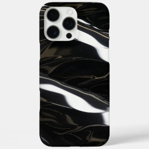 Coque iPhone 16 Pro Max Texture d'onde 3D noire haute brillance