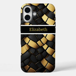 Coque Pour iPhone 16 Plus Texture élégante à motif de peau de serpent noir e