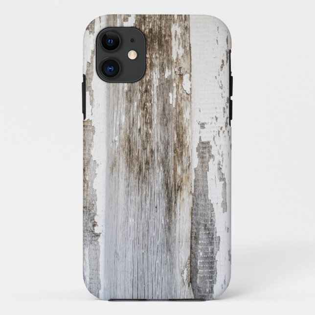Coques Case-Mate iPhone Texture en bois de mur de vieille peinture blanche (Dos)