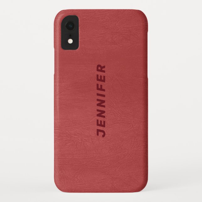 Coques Case-Mate iPhone Texture en cuir rouge Faux (Dos)