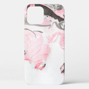 Case-Mate iPhone Case Texture en marbre rose et noir. Main dessinée