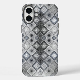 Coque Pour iPhone 16 Plus Texture en treillis Abstrait géométrique et gris a