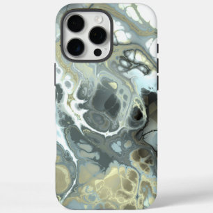 Coque iPhone 16 Pro Max Texture fluide de marbre gris et or abstrait