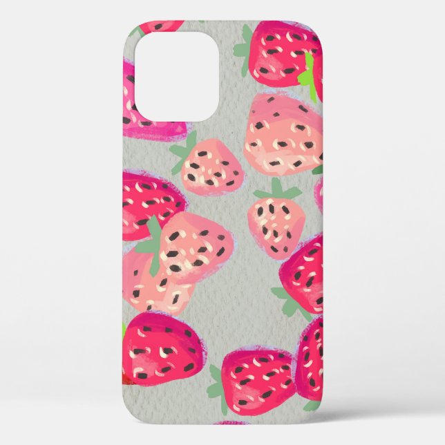 Coques Case-Mate iPhone Texture tirée à la main de fraise mûre (Verso)