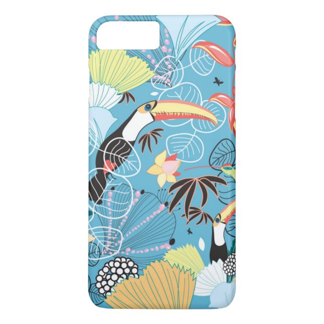 Coques Case-Mate iPhone Texture tropicale avec Toucans et Hummingbirds (Dos)