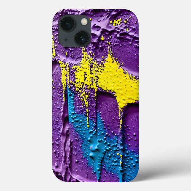 Coques Case-Mate iPhone Texturé violet jaune bleu couleur amusant Art Abst (Verso)