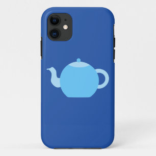 Coque iPhone 11 Théière bleue sur le fond de marine